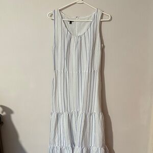 Talbots White and Blue Striped Maxi‎ Dress